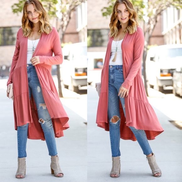 CLARA Long Sleeve Pop of Color Cardigan - SAGE - Picture 7 of 7